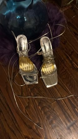 Silver Strappy Lace-Up Heeled Sandals