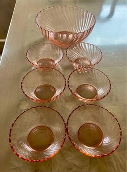 Vintage Arcoroc France Glass Rosaline Pink Swirl