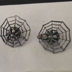 Earrings, Spider In Web