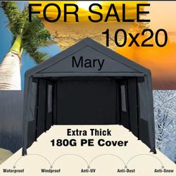 10x20ft Heavy Duty Carport with Removable Sidewalls & Doors Portable Car Garage for Backyand and Outdoor Camping