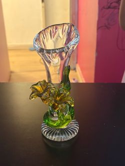 Small Art Glass Flower Vase Multicolor
