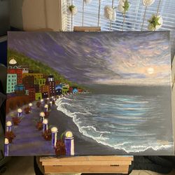 Canvas painting by hand  “FOR A WALK IN ITALY”