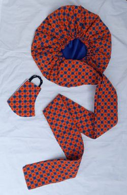 African print headwrap with satin lined and face masks set