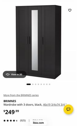 IKEA Wardrobe, Black, 3 Door w Mirror