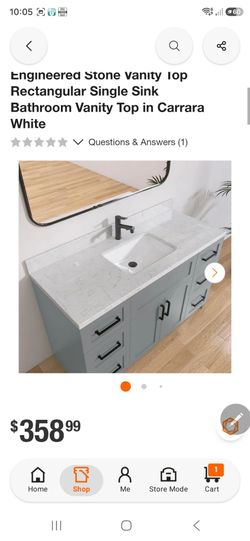 Engineered Stone Vanity Top Carrara White Single Sink