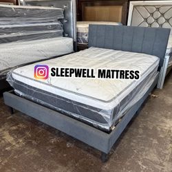 New Full Size Bed Frame With Mattress 
