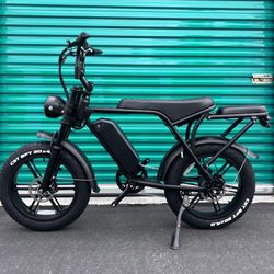 Electric Ebike (Extended Seat) (Retro Style) 1000 Peak Watt Motor 30mph, 15ah Battery (Black Seat) 