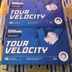 Brand New. (30) Wilson TOUR VELOCITY Accuracy White Golf Balls. 2 boxes of  5 sleeves 15 per box.