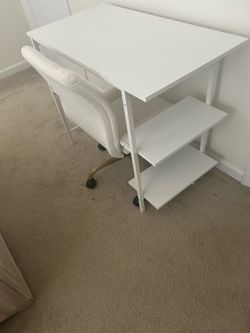 White Desk w/height adjustable chair