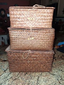3 woven baskets