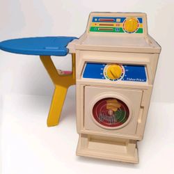 Vintage Fisher-Price Washing Machine With Ironing Board Plastic Full-Size Kid Size