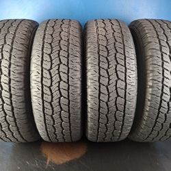 275 65 18 SET(4) (S131) GOODYEAR WRANGLER TRAILMARK   90% TREAD 