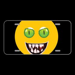 License Plate Novelty Car Front Emoji Face Green Eye Evil Halloween