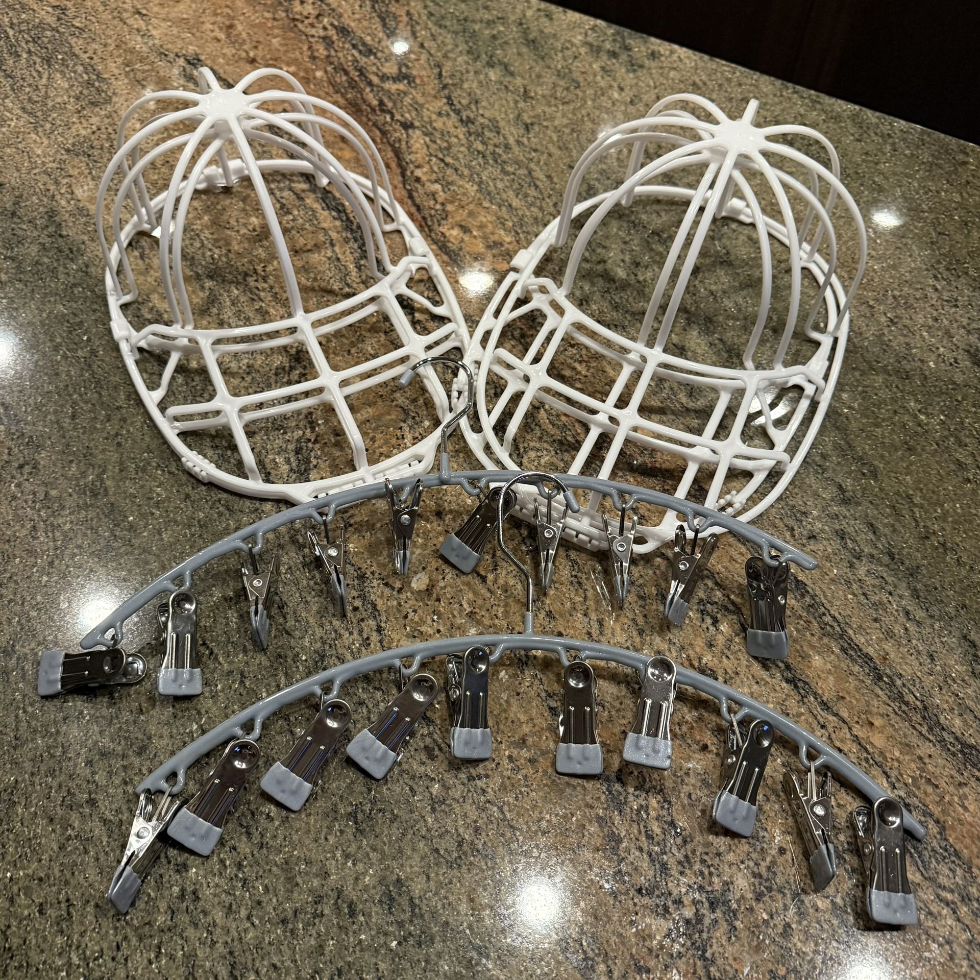 2 Hat Washing Cages + 2 Hanging Closet Hat or Accessory Organizers 