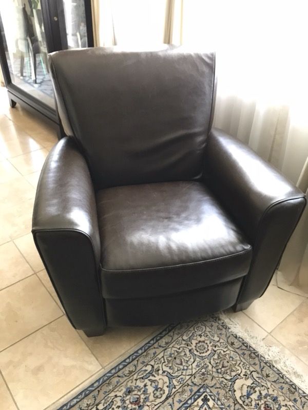 Natuzzi Italian dark brown leather recliner or chair for Sale in Oceanside, CA OfferUp