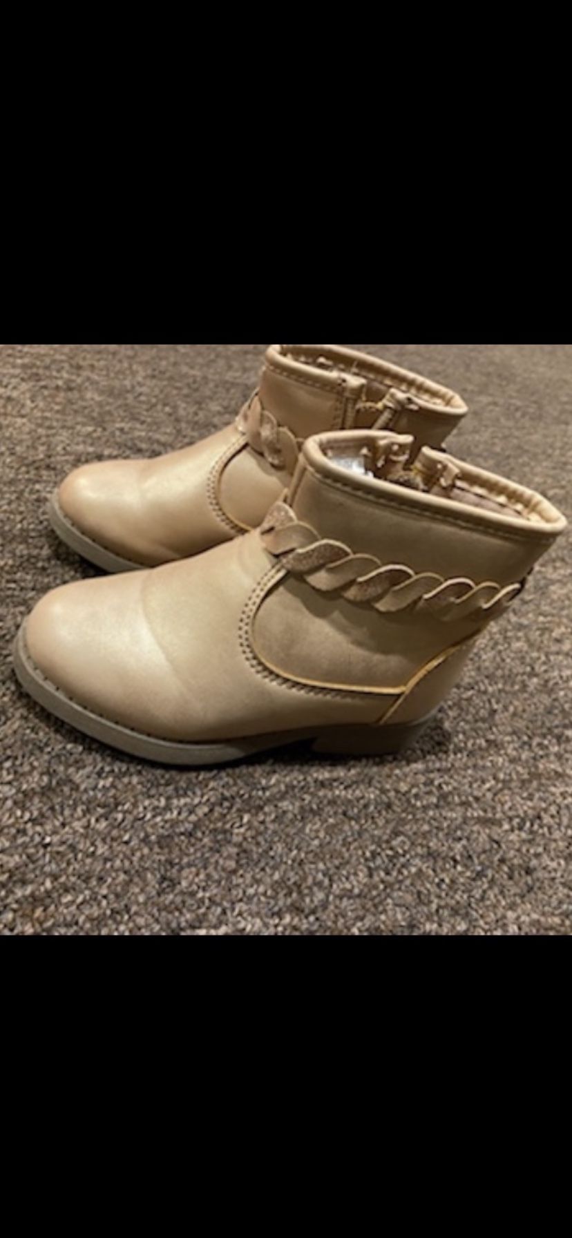 EUC Osh Kosh B'Gosh Little Girls Size 8 Braided Brown Misha Fashion Ankle Boots