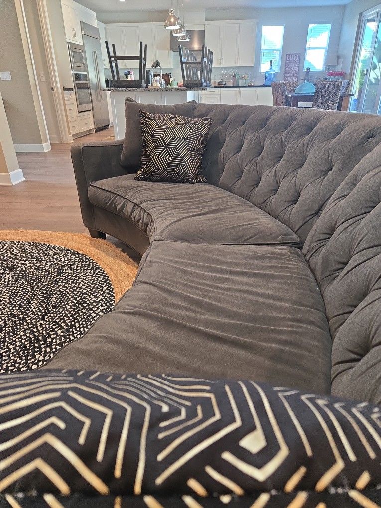 Microsuede Sofa - curved & tufted $200 OBO