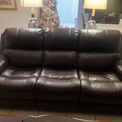 Three Piece Chocolate Brown Electric recliner Set