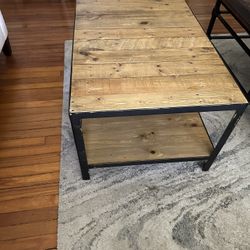 Rustic Wood Coffee  Table With Black Metal Frame 