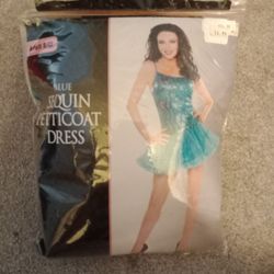 Blue Sequin Petticoat Dress Adult S/M