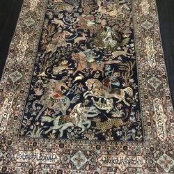 100% Silk Persian Hunter Rug 