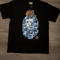 Black and blue bape t shirt Size L