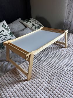 Solid Oak Wood Bed Tray Table 