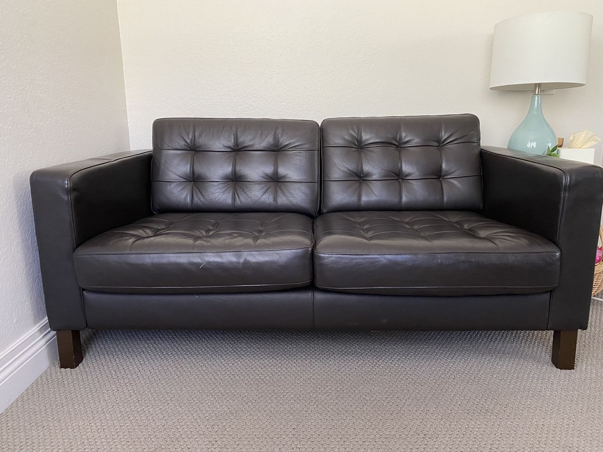 Tufted Modern Dark Brown Leather Living Room Set – Loveseat + 2 Armchairs- SOLD AS SET