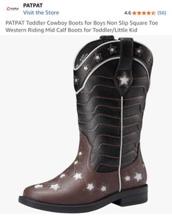 New in box patpat toddler boys non slip square toe cowboy boots size 7