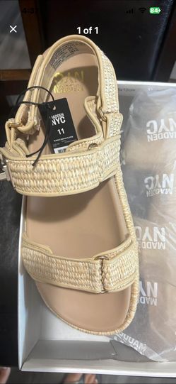 Womens Madden NYC Raffia Flatform Sandals with Adjustable Straps 11
