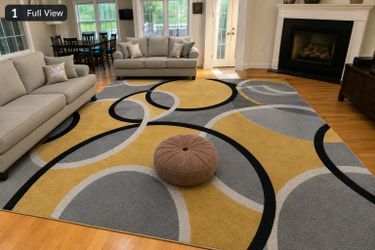 Alphine collection yellow and gray Area Rug