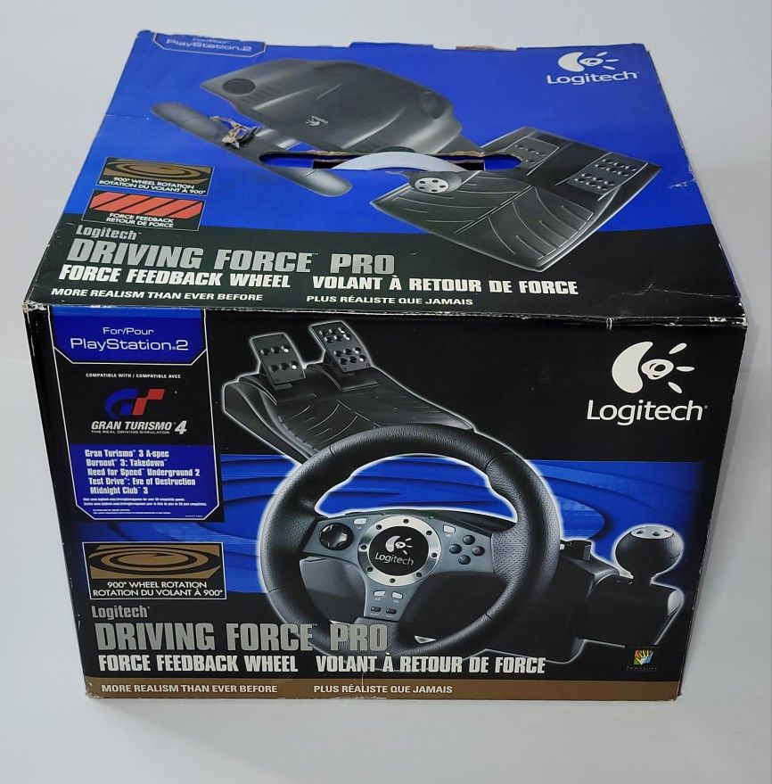 Logitech Driving Force Pro Steering Wheel Pedals w Power Cord PC PS2 PS3 Tested