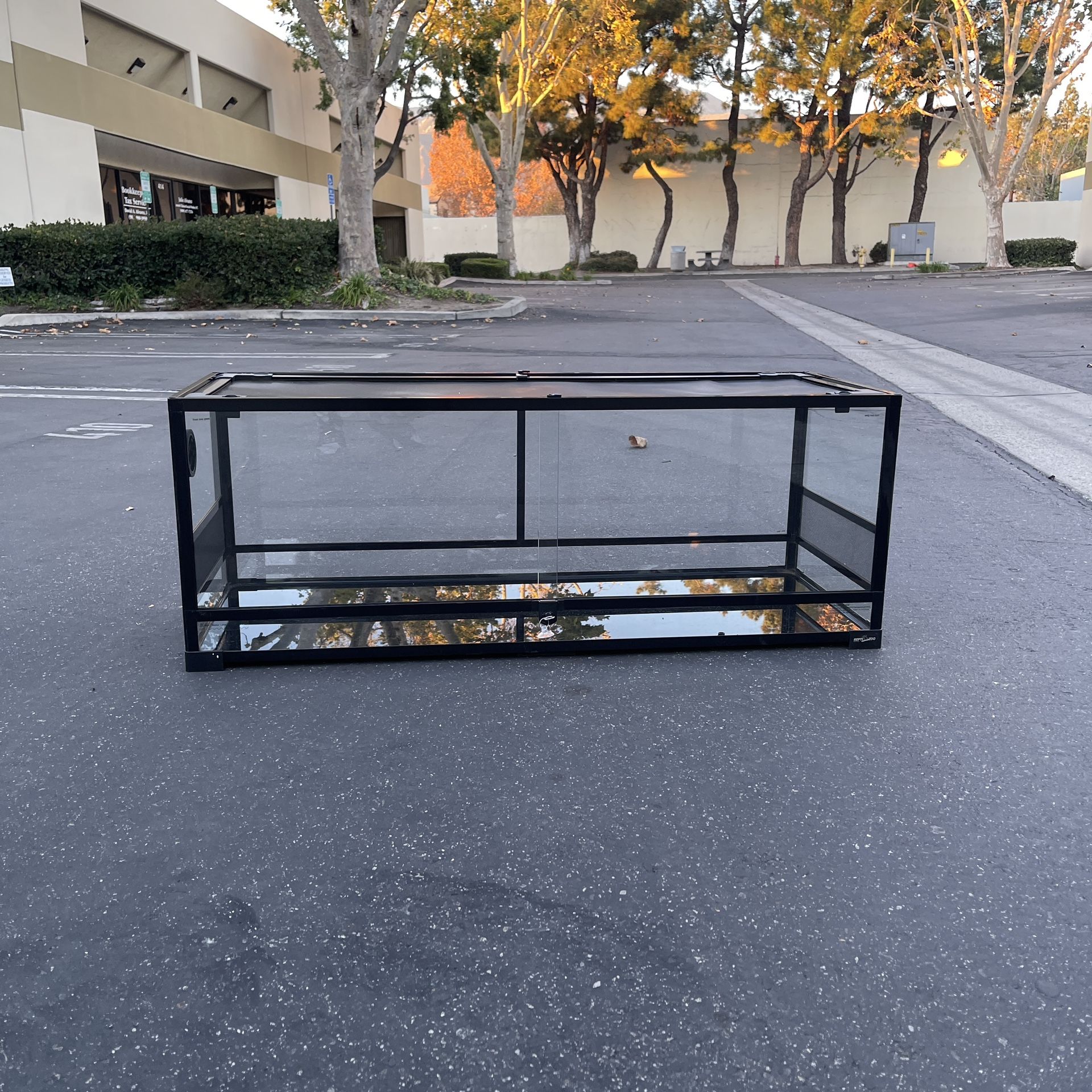 REPTI ZOO 67Gallon Reptile Large Terrarium Upgrade Glass Front Opening Tank Sliding Door with Screen Ventilation Reptile Terrarium 48" x 18" x 18