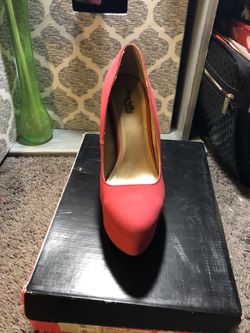 Hot pink suede heels