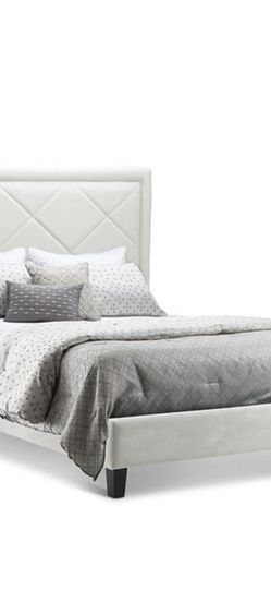 Collin Beige Velvet Platform Bed