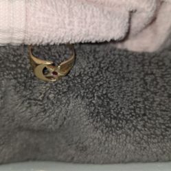 Moon,  And Star With Ruby Stone Gold Ring