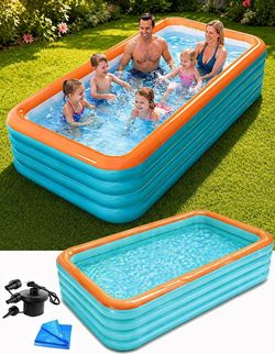 Inflatable Family Pool 120in with Pump