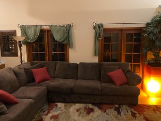 Brown microfiber sectional sofa