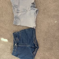 Light blue and dark blue Jean shorts
