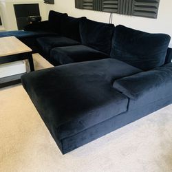 Low Seated Black Velvet Lounge Couch
