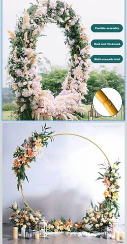 6.6 ft Round Backdrop Stand Gold Circle Arch Metal Wedding Arch Circle Backdrop Stand Round Arch Stand Balloon Arch Frame for Wedding Ceremony Birthda
