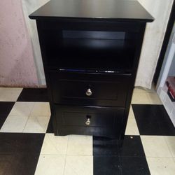 2 Drawer Black Night Stand 