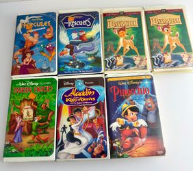 Disney VHS Lot Masterpiece Collection Hercules Bambi Aladdin Pinocchio Rescuers