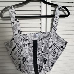 Newspaper Print Women’s Corset Top 