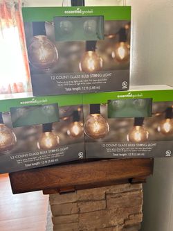 Set of 3 Essential Garden 12-Count Glass Bulb String Lights