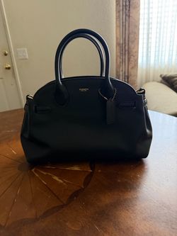 Coach Black Leather Dome Satchel Handbag