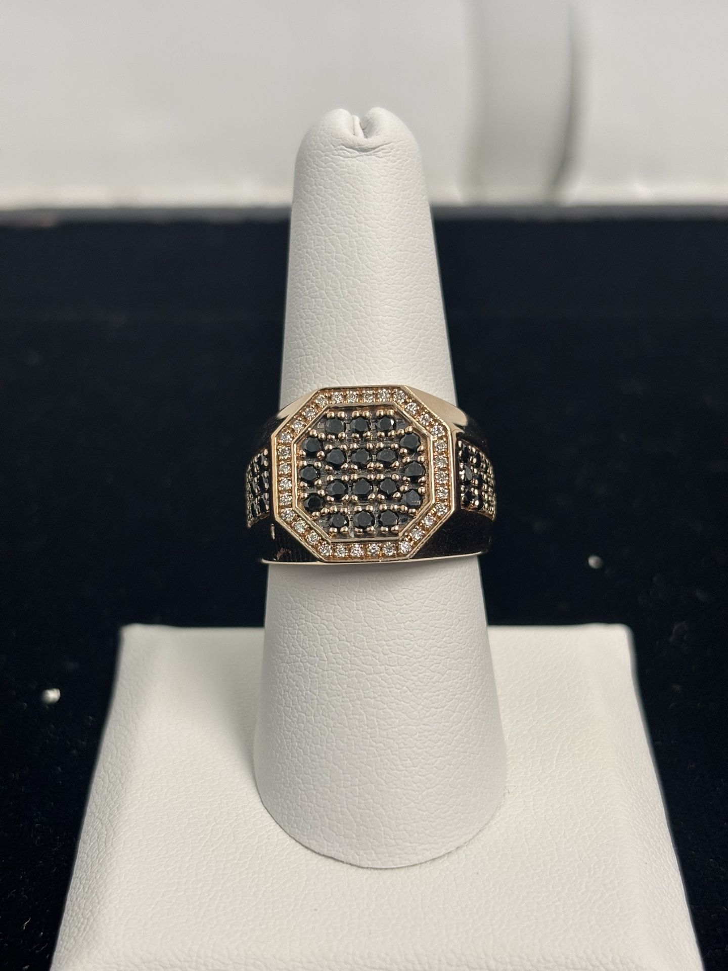 14KT Rose Gold .30ct Tw Diamond And Black Stone Ring