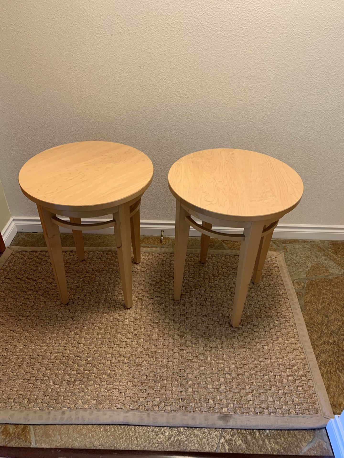 Solid Wood End Tables with Formica Wood Grain Top in Excellent Condition 