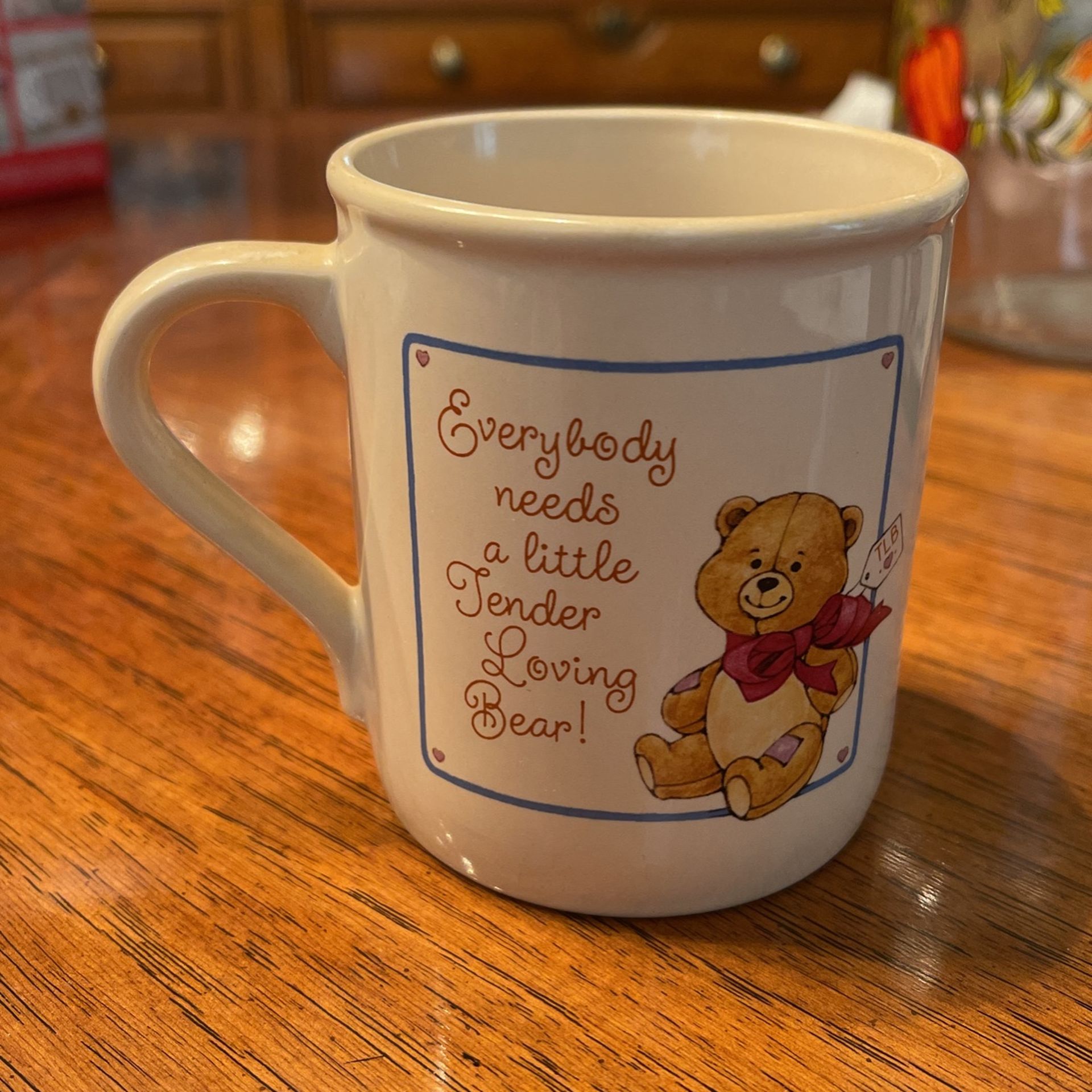 Hallmark 1984 Everybody Needs A Little Tender Loving Bear Ceramic Coffee Mug Cup