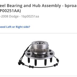 Wheel Bearing and Hub Assembly - bproauto (1 BP00251AA) 2006-2008 Dodge - 1bp00251aa